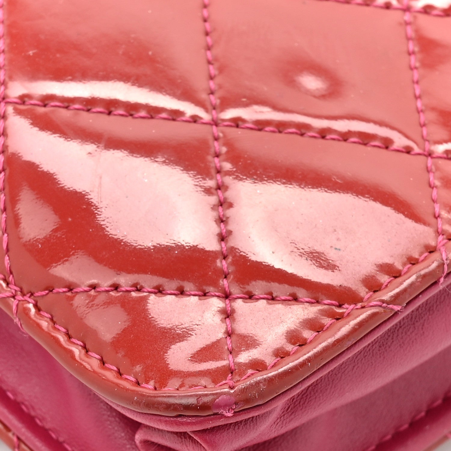 Chanel Patent Quilted Brilliant Wallet On Chain WOC Coral