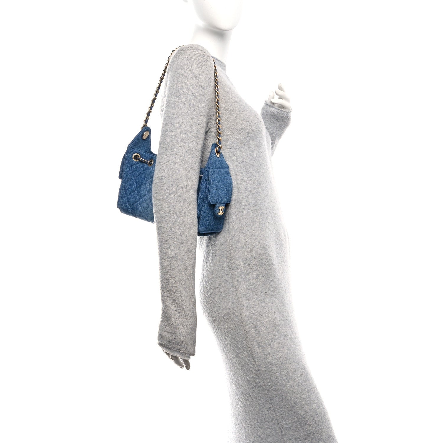 Chanel Washed Denim Quilted Mini Chanel 25 Handbag Blue
