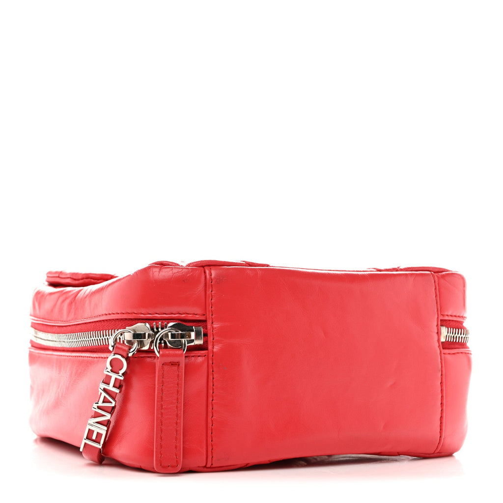 Chanel Aged Calfskin Quilted Top Handle Camera Case Red