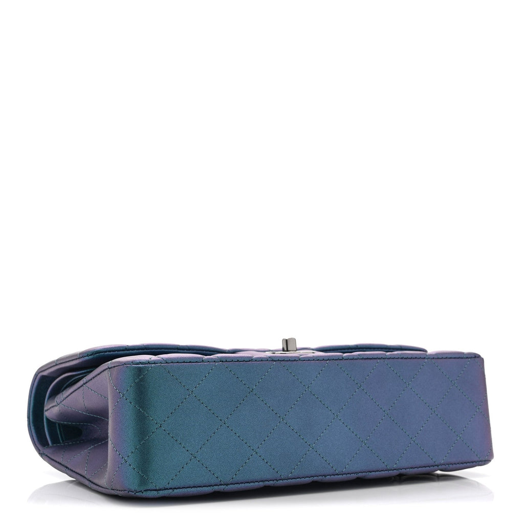 Chanel Iridescent Lambskin Quilted Medium Double Flap Turquoise