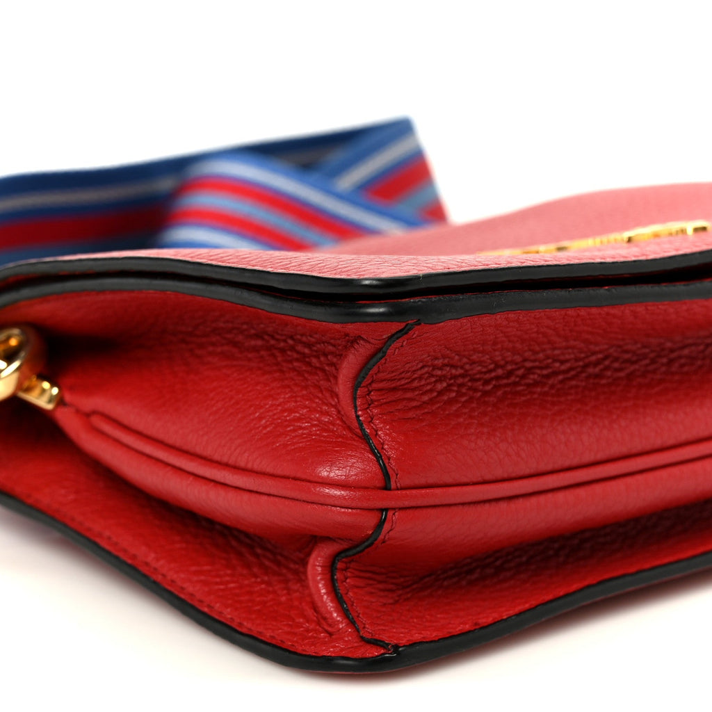 Prada Vitello Daino Flap Crossbody Rosso