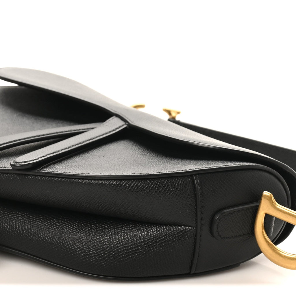 Christian Dior Grained Calfskin Saddle Bag Black