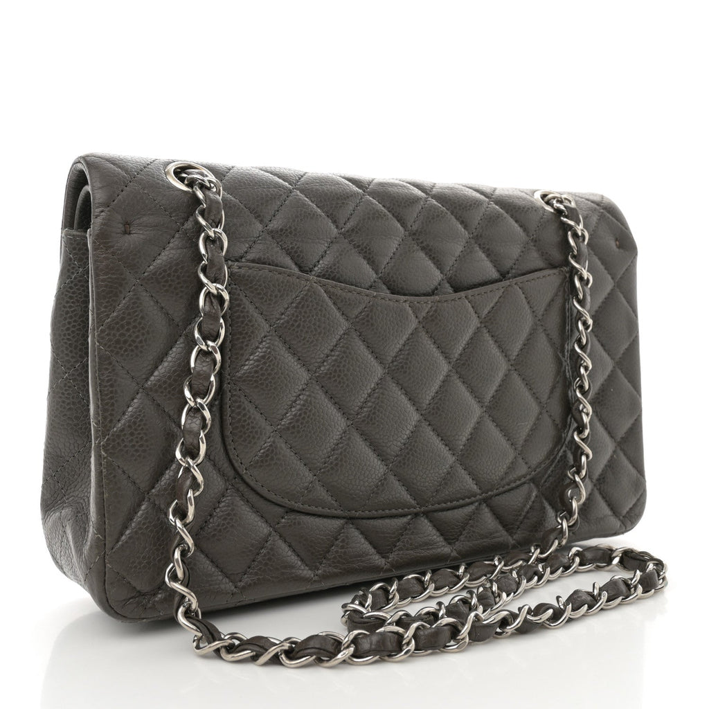 Chanel Caviar Quilted Medium Double Flap Dark Grey