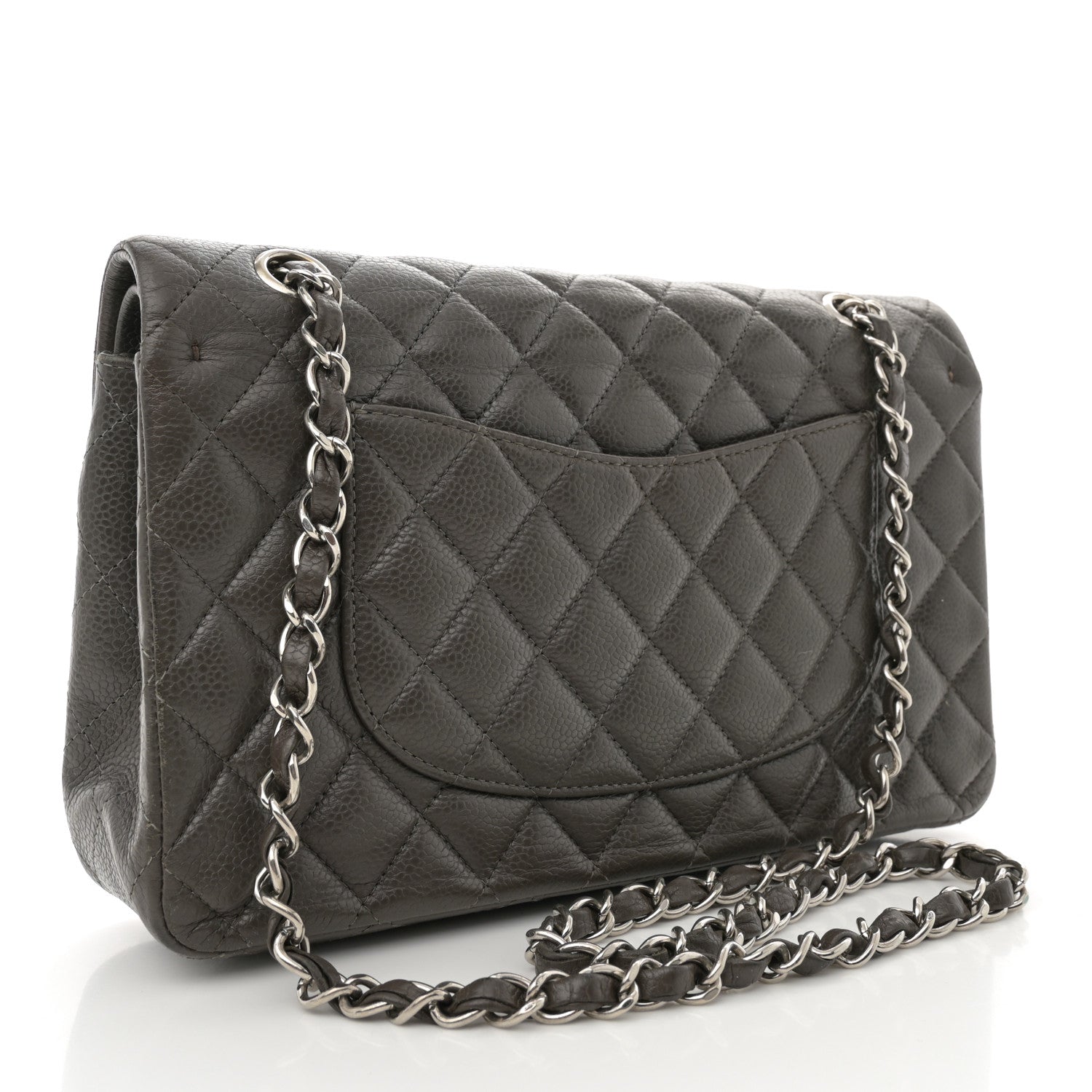 Chanel Caviar Quilted Medium Double Flap Dark Grey