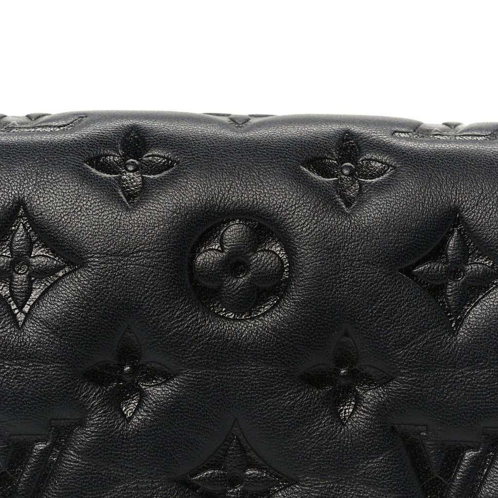 Louis Vuitton Lambskin Embossed Monogram Pochette Coussin Black