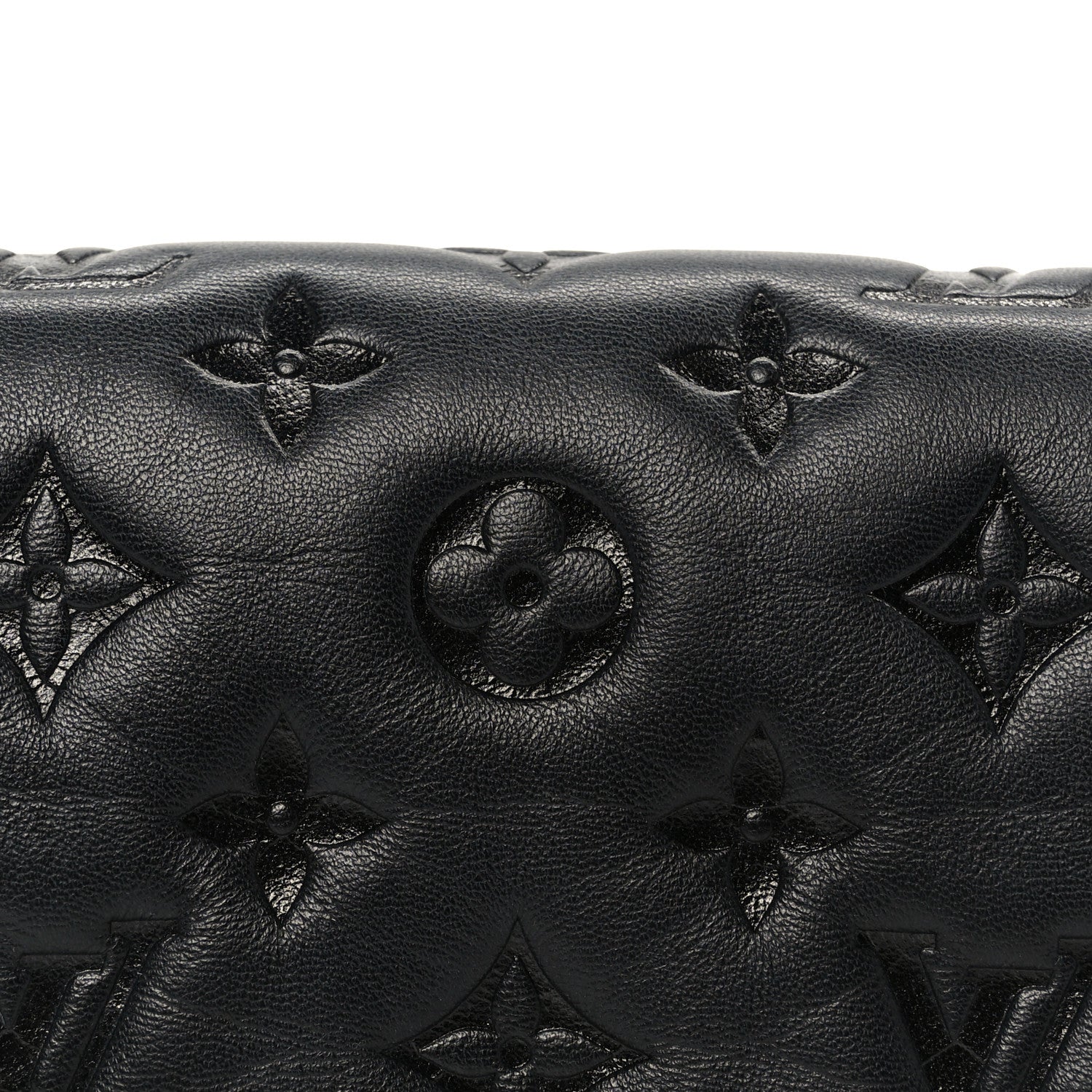 Louis Vuitton Lambskin Embossed Monogram Pochette Coussin Black