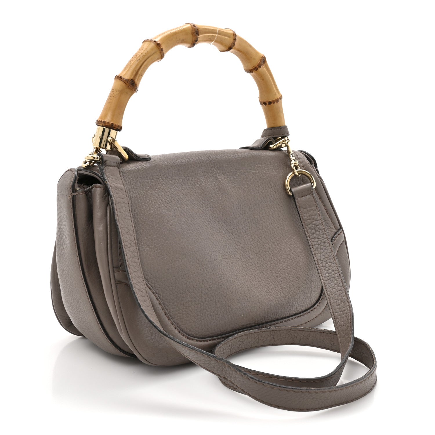 Gucci Calfskin Medium New Bamboo Top Handle Bag Mauve