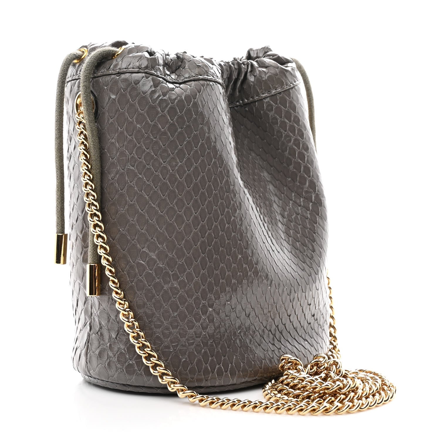 Gucci Snakeskin Mini Zumi Bucket Bag Dusty Grey
