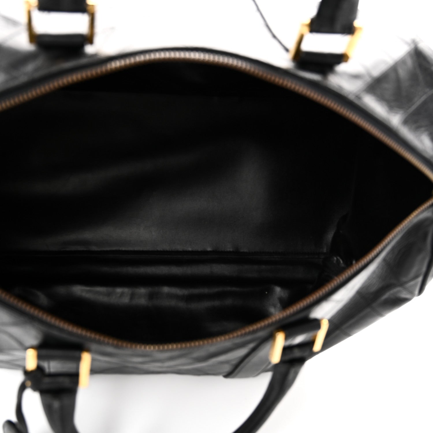 Chanel Calfskin Stitched Duffle Travel Bag Black