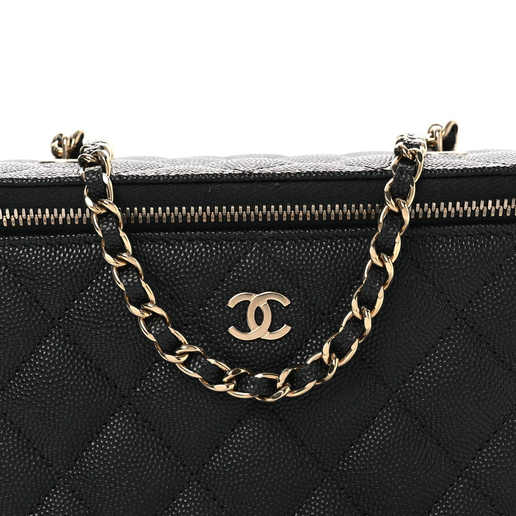 Chanel Caviar Quilted Small Vanity Case With Chain Black