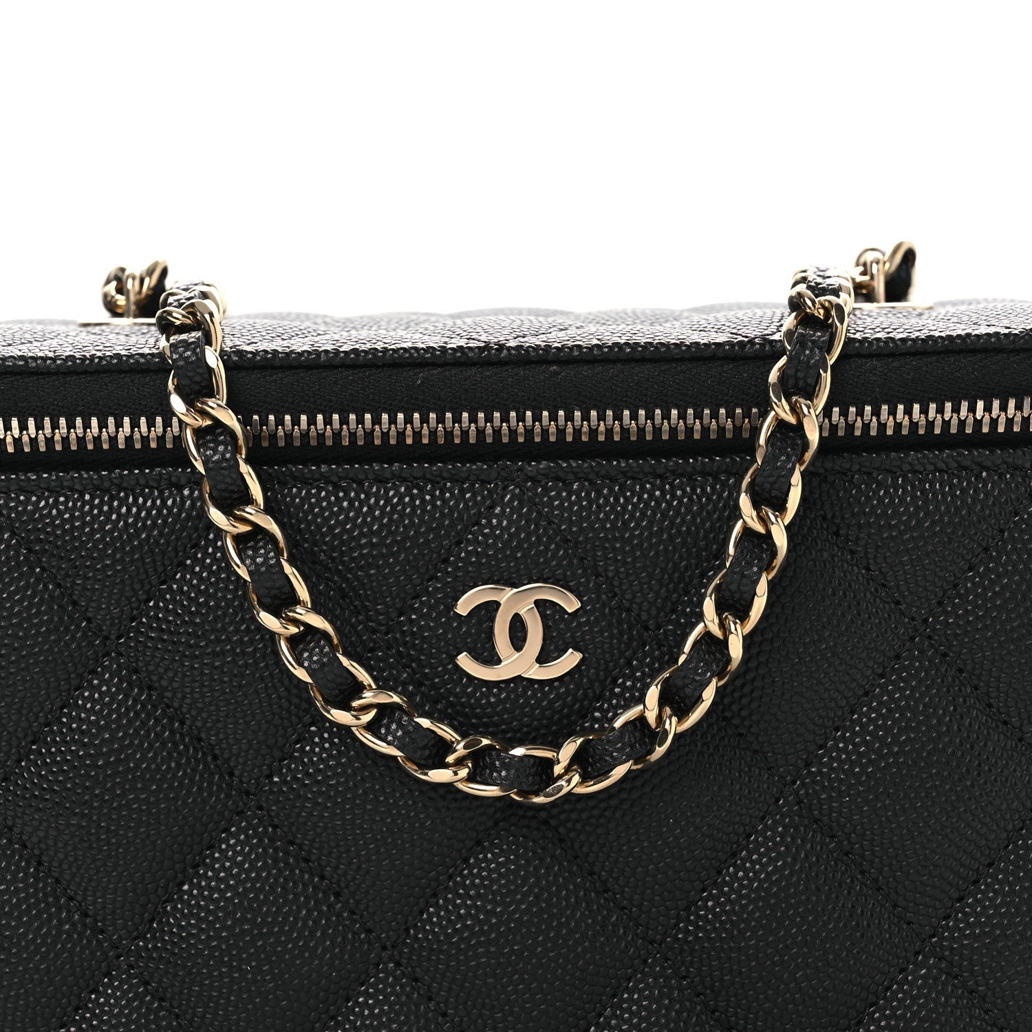 Chanel Caviar Quilted Small Vanity Case With Chain Black