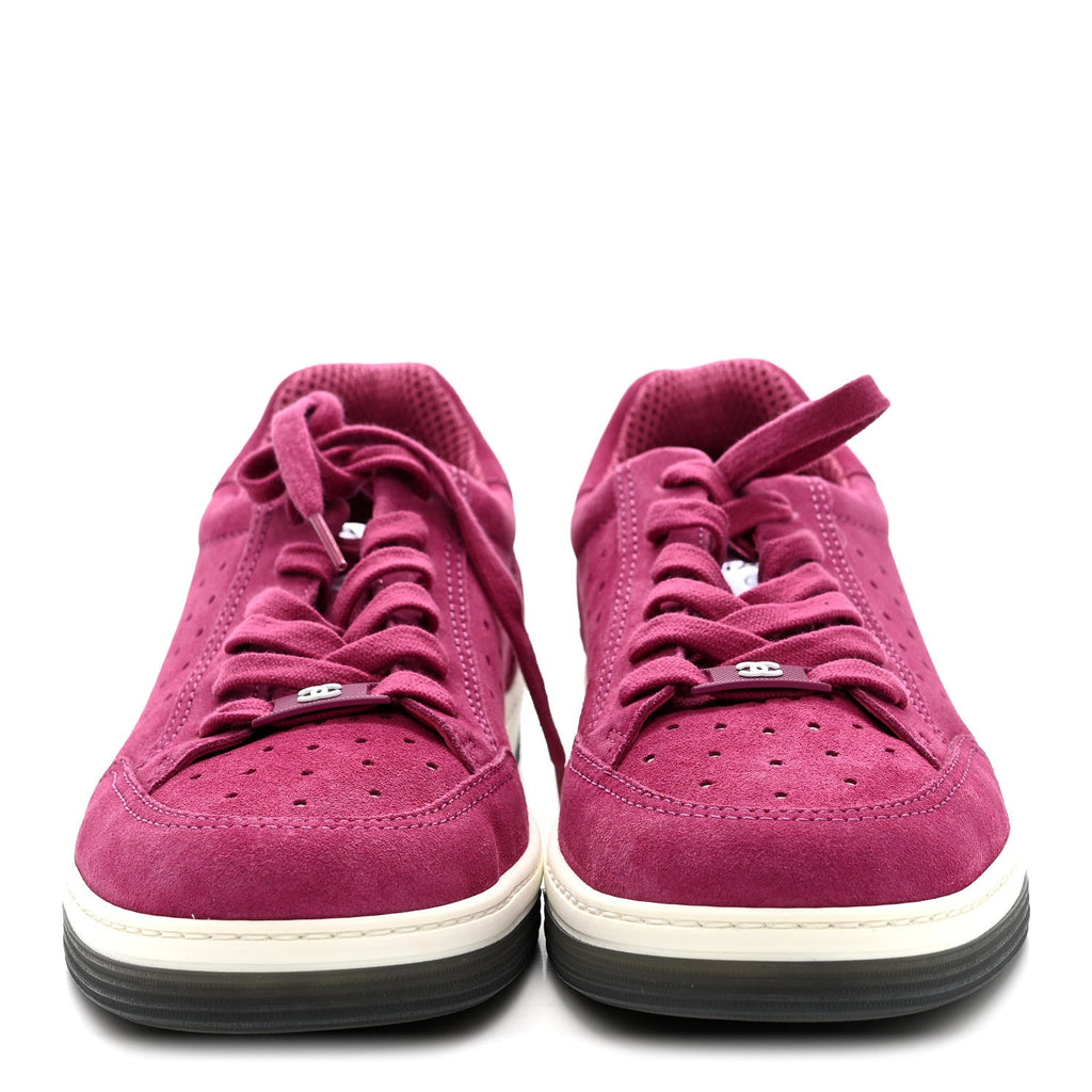 Chanel Suede Calfskin Logo Sneakers 41 Dark Pink