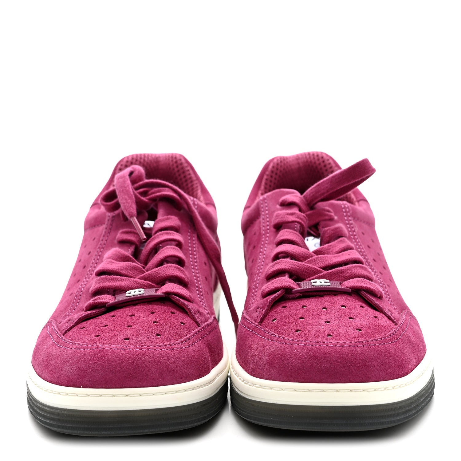 Chanel Suede Calfskin Logo Sneakers 41 Dark Pink