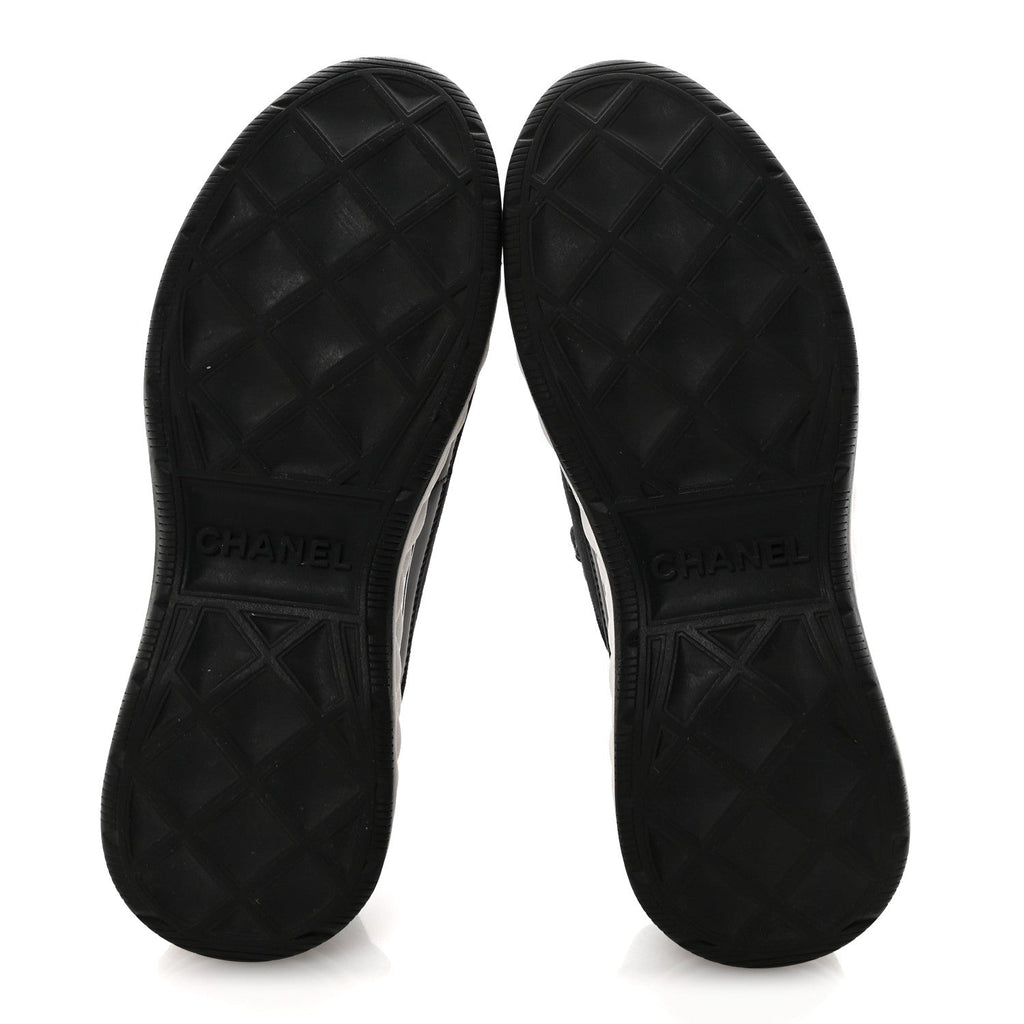 Chanel Velvet Calfskin Mixed Fibers CC Sneakers 36.5 Black