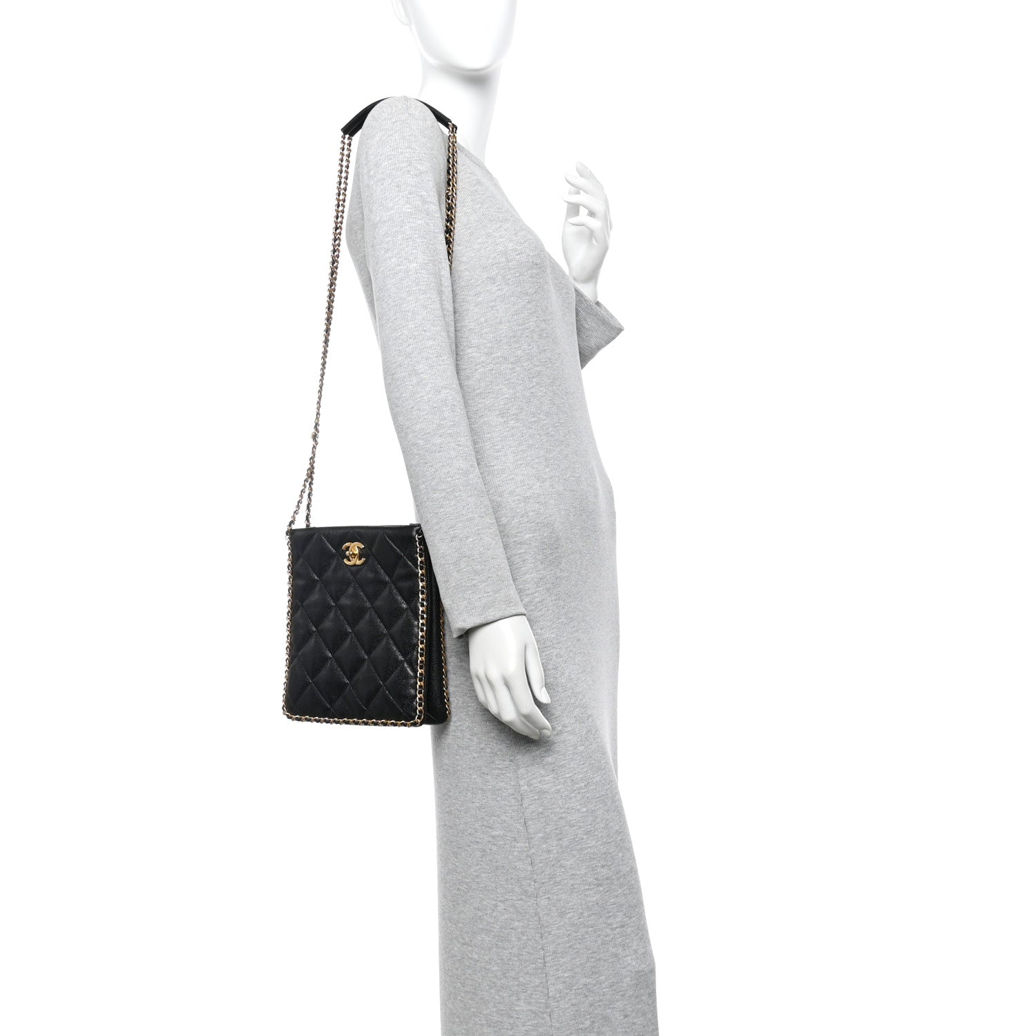 Chanel Caviar Quilted Mini Never Ending Chain Tote Black