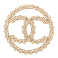 Metal Bead CC Round Brooch Gold