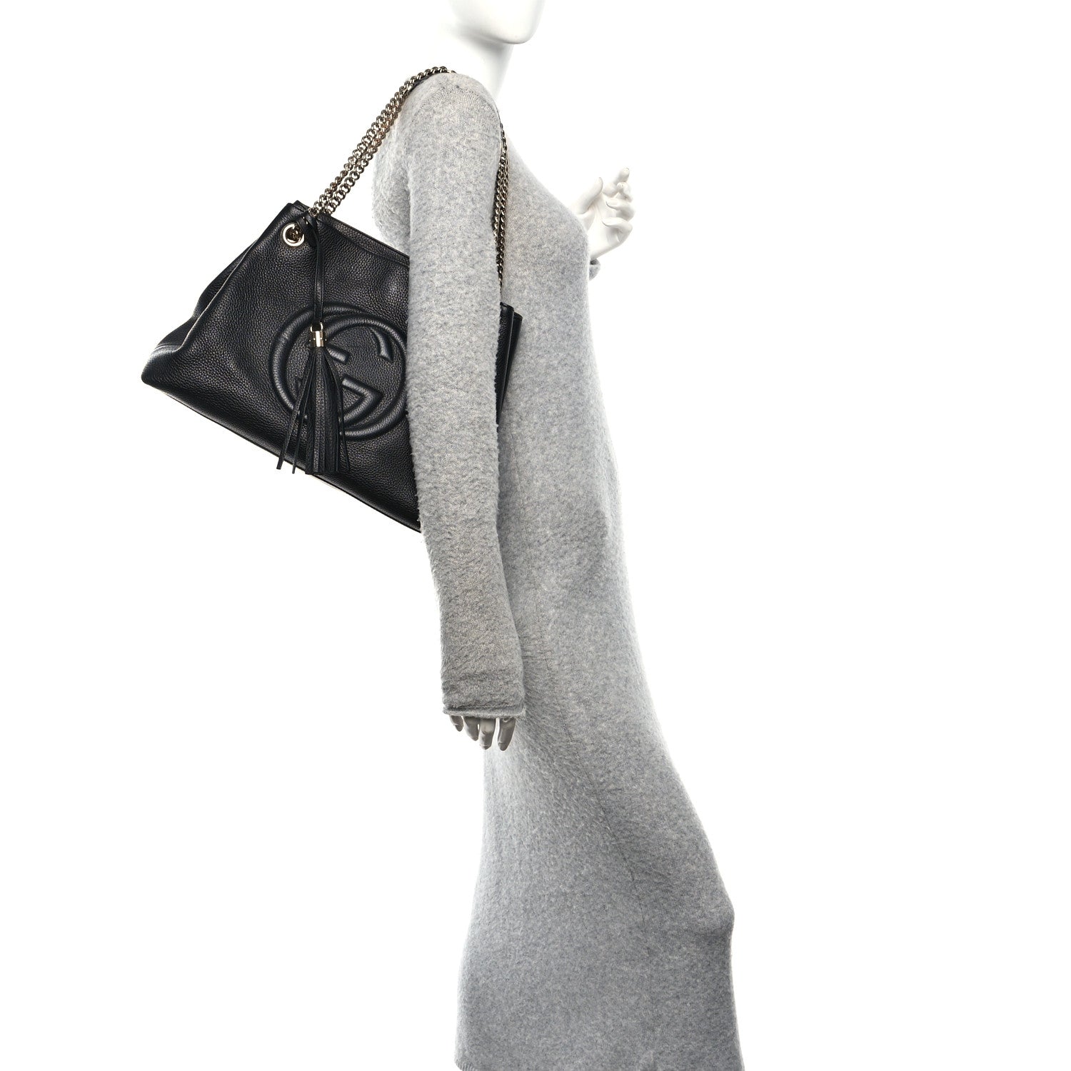 Gucci Pebbled Calfskin Medium Soho Chain Shoulder Bag Black