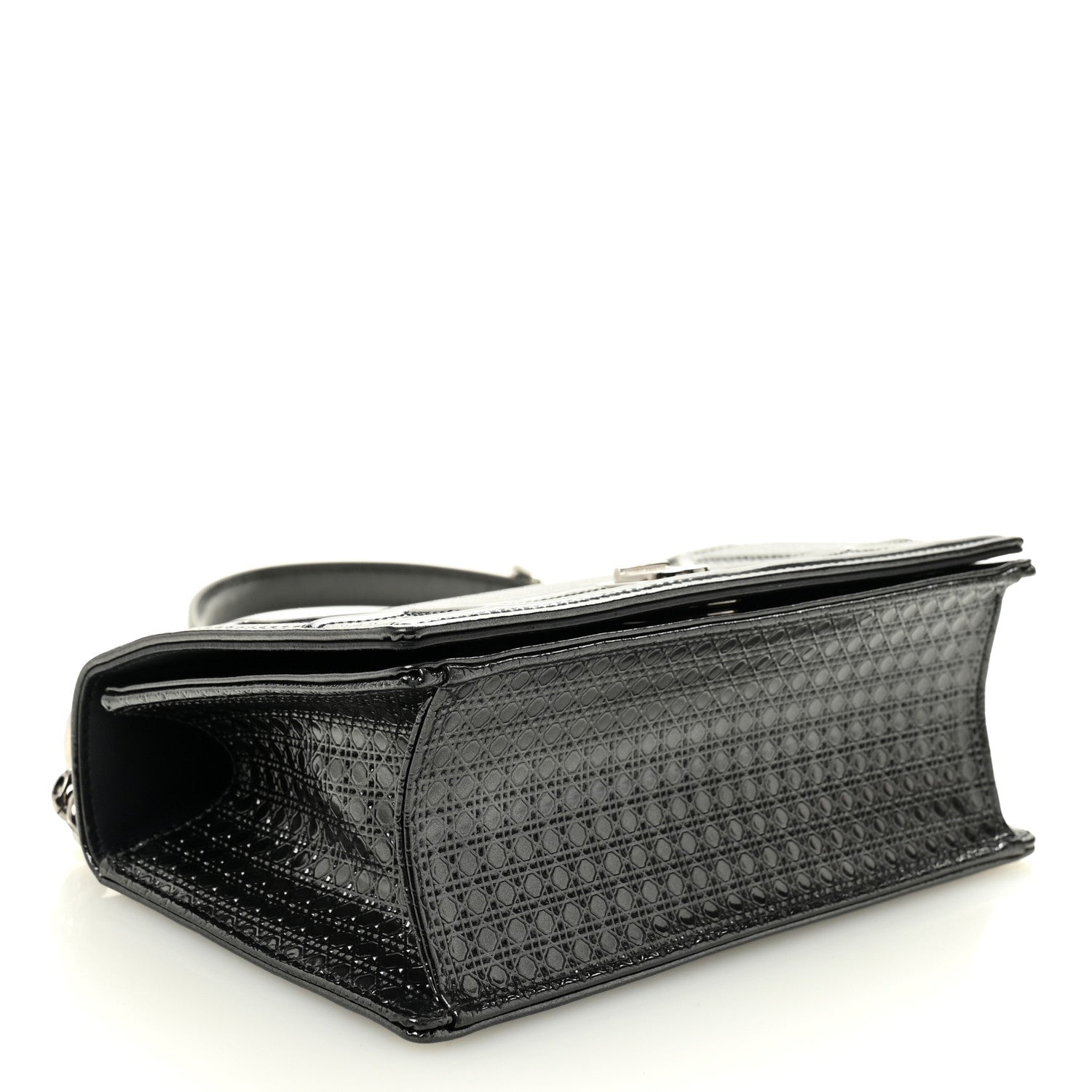 Christian Dior Metallic Patent Micro-Cannage Medium Diorama Flap Bag Onyx Black