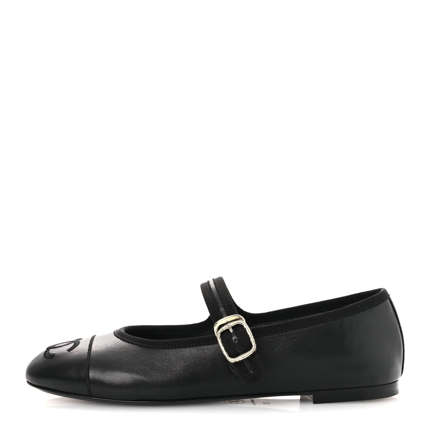 Lambskin Mary Jane Flats 37 Black