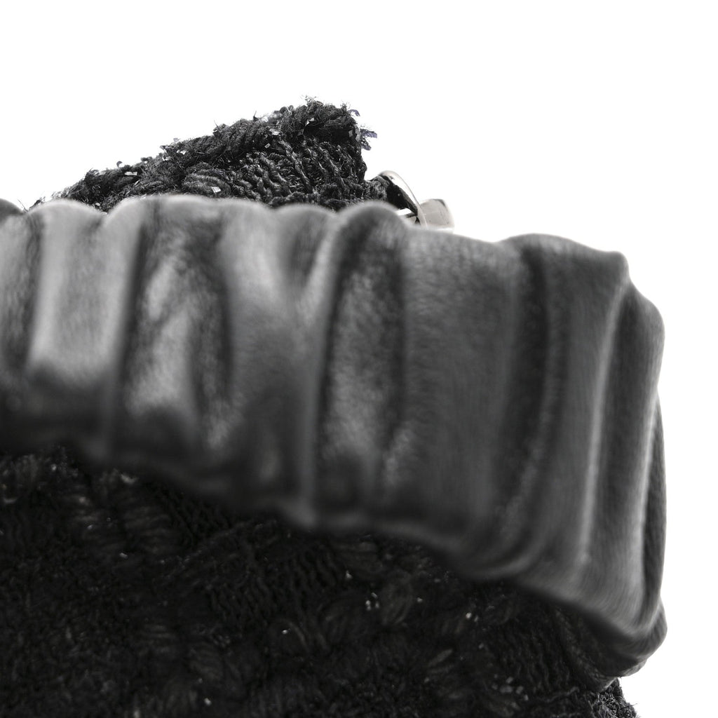 Chanel Tweed Lambskin Quilted Arm Coin Purse Black