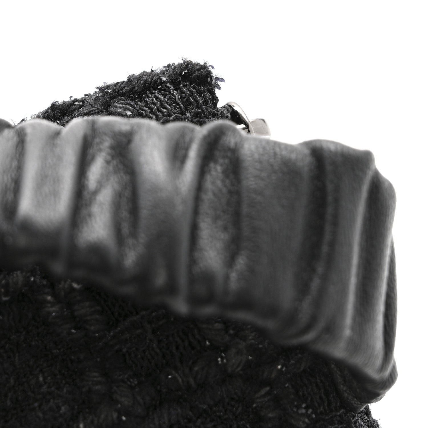 Chanel Tweed Lambskin Quilted Arm Coin Purse Black