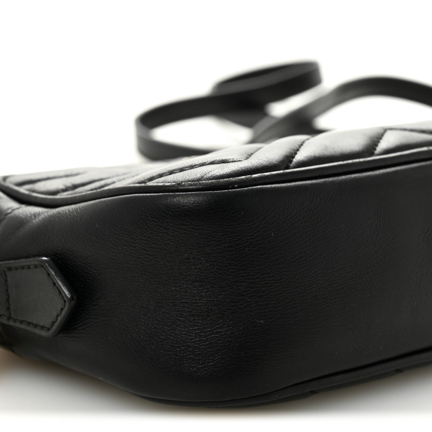 Gucci Calfskin Matelasse Mini GG Marmont Chain Shoulder Bag Black
