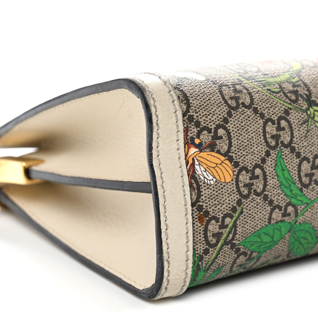Gucci GG Supreme Monogram Flora Web Small Ophidia Chain Shoulder Bag White