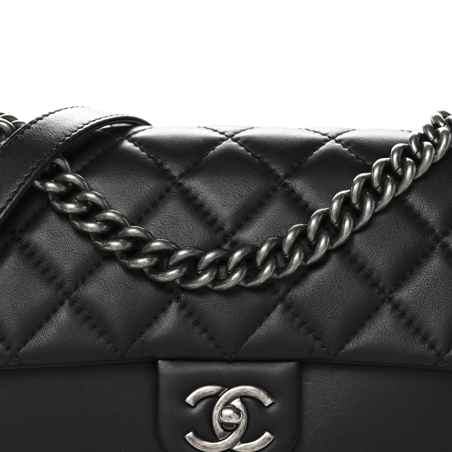 Chanel Calfskin Quilted Large Rock My Shoulder Flap Black