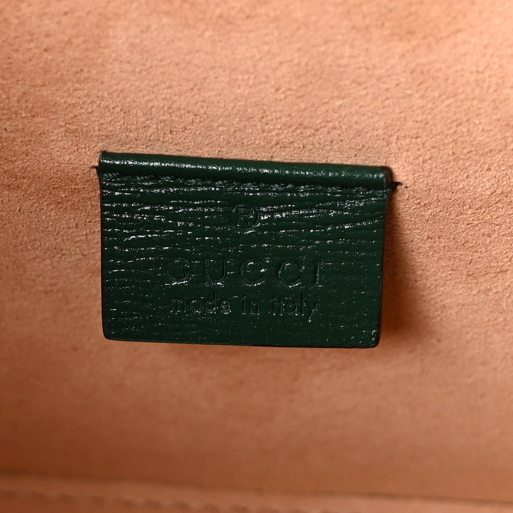 Gucci Azalea Calfskin Small Padlock Bamboo Shoulder Bag Vintage Green