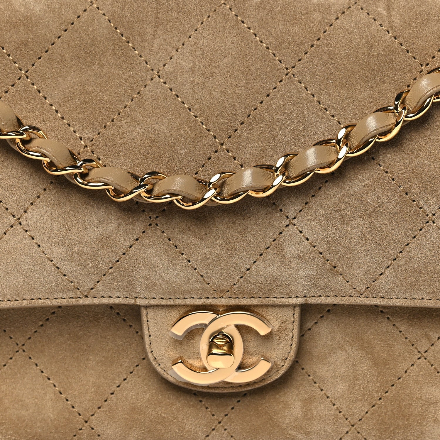 Chanel Suede Calfskin Small Souplissimo Maxi Flap Dark Beige