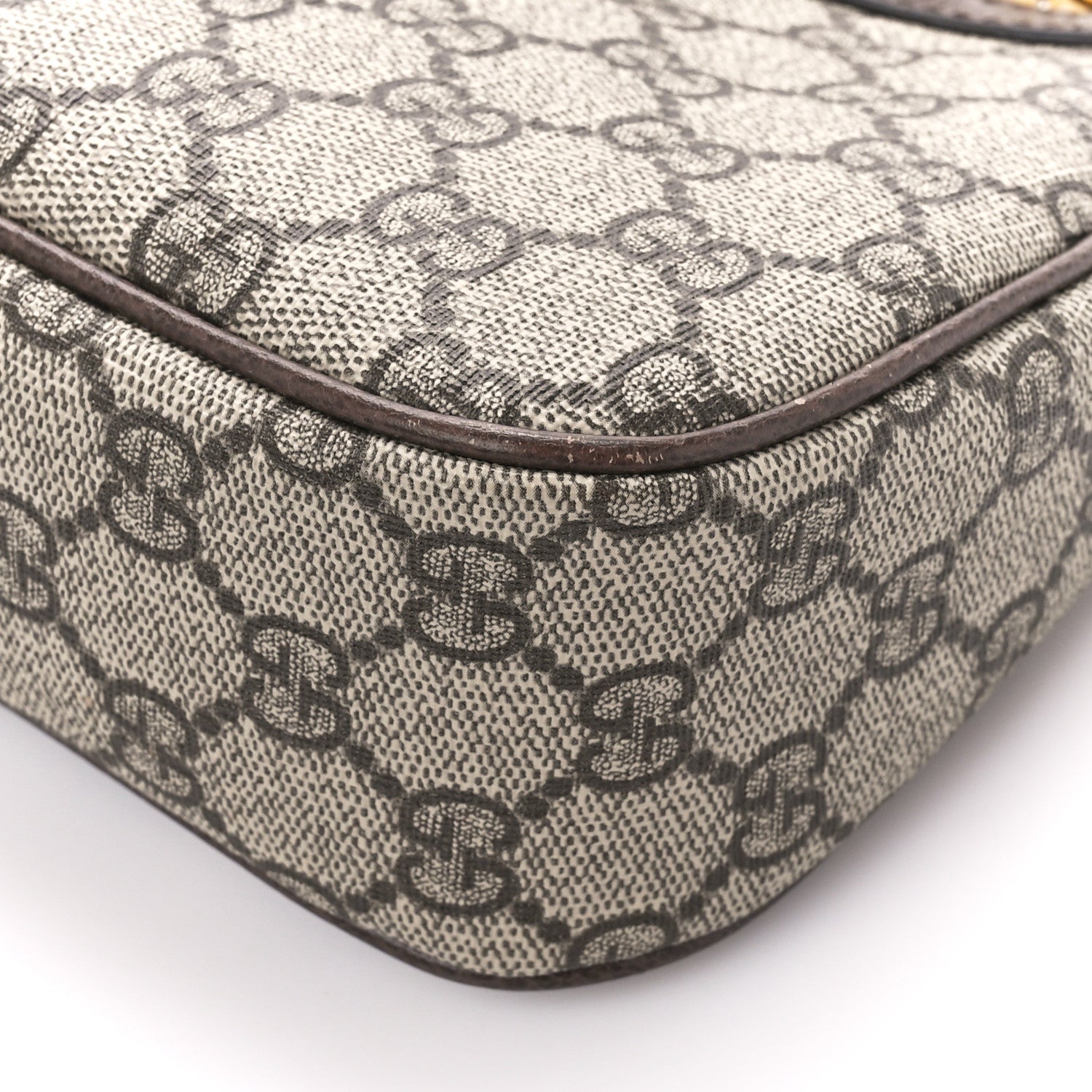 Gucci GG Supreme Monogram Textured Dollar Calfskin Web Small Ophidia GG Handbag Beige Ebony New Acero