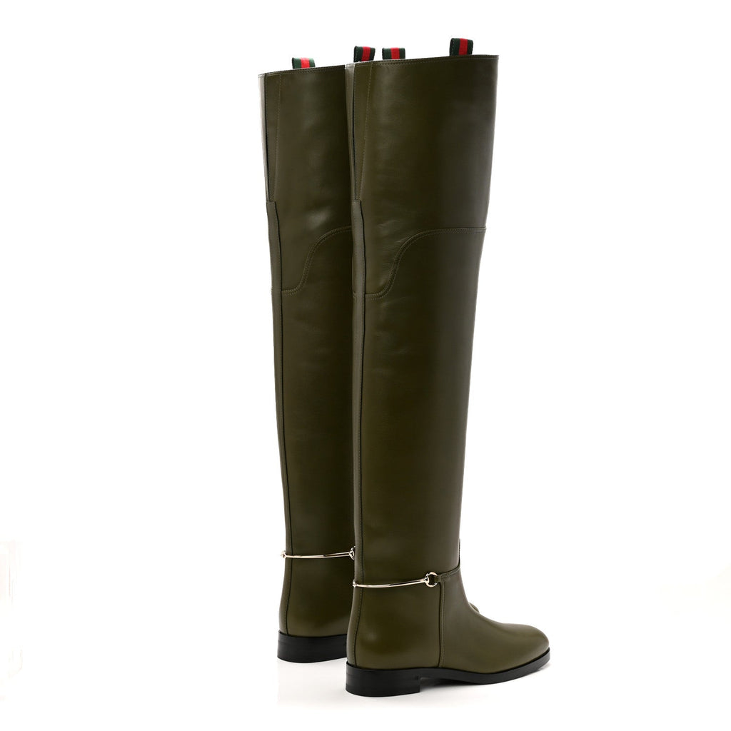 Gucci Marot Lux Slim Horsebit Over The Knee 38 Luscious Green