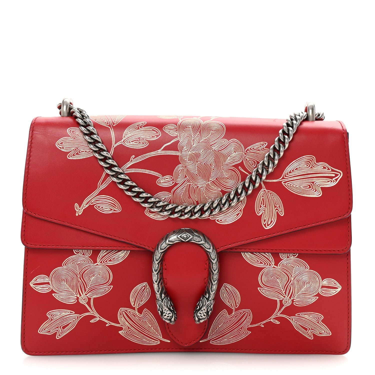 Gucci Calfskin Chinese New Year Medium Dionysus Shoulder Bag Hibiscus Red