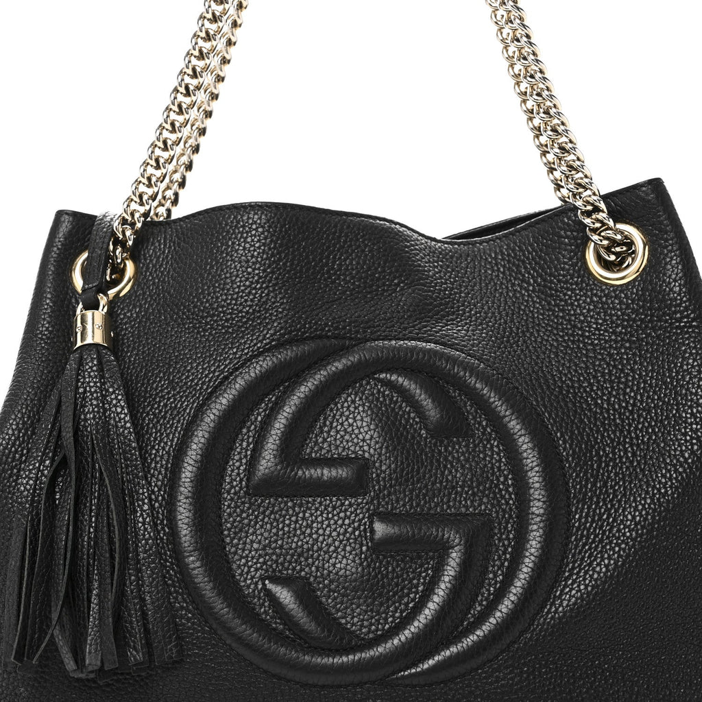 Gucci Pebbled Calfskin Medium Soho Chain Shoulder Bag Black