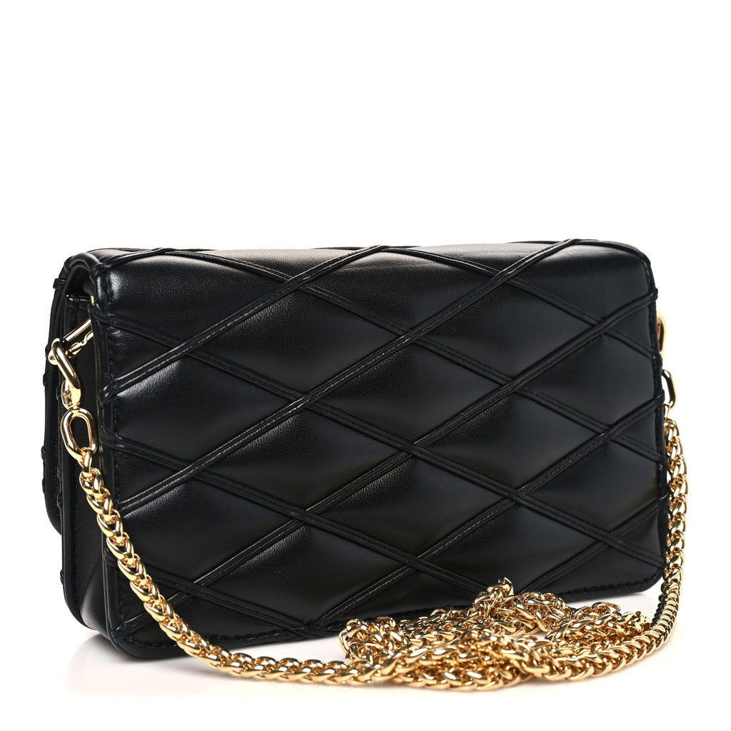Louis Vuitton Lambskin Malletage Wallet On Chain GO-14 Black