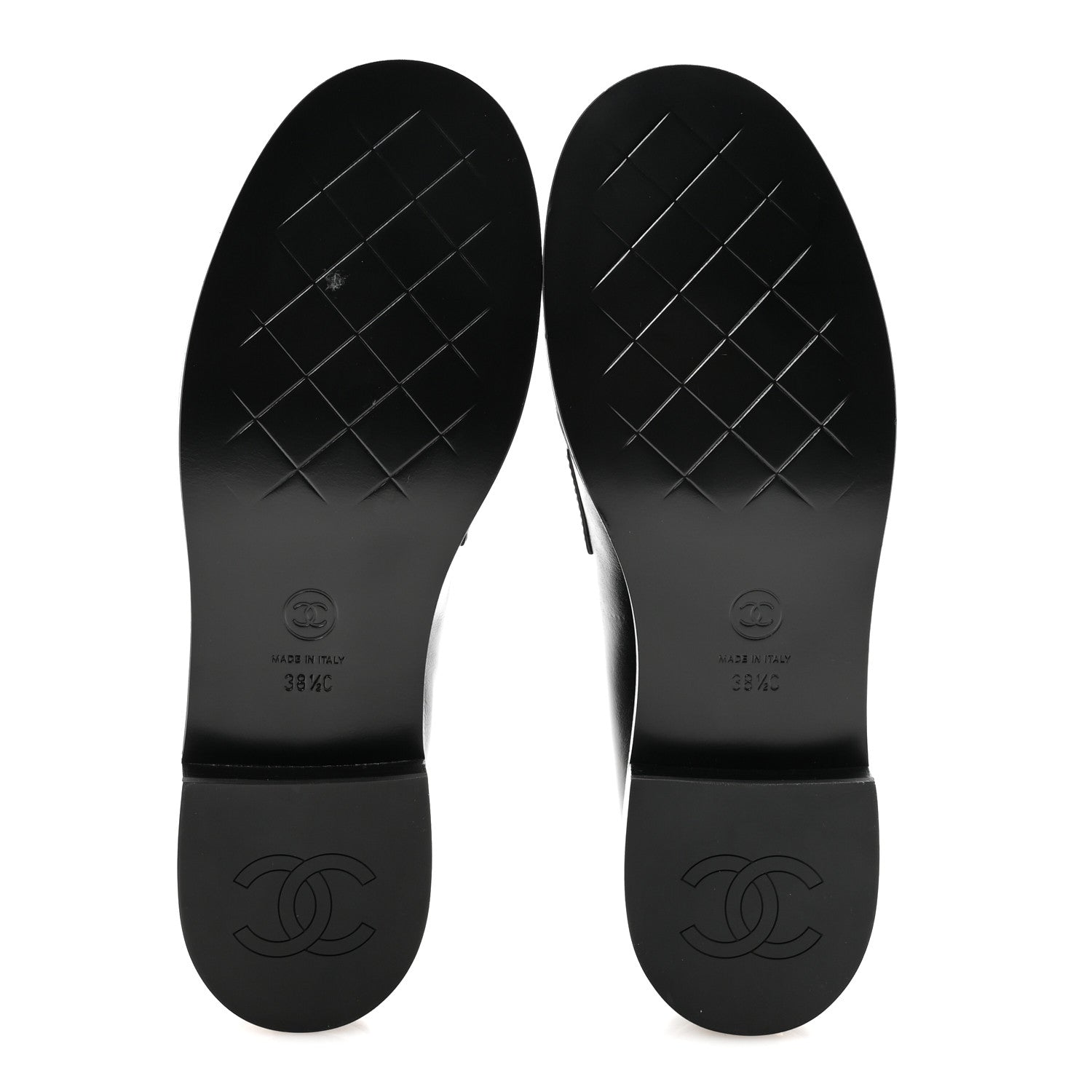 Chanel Shiny Calfskin CC Mocassin Loafers 38.5 Black