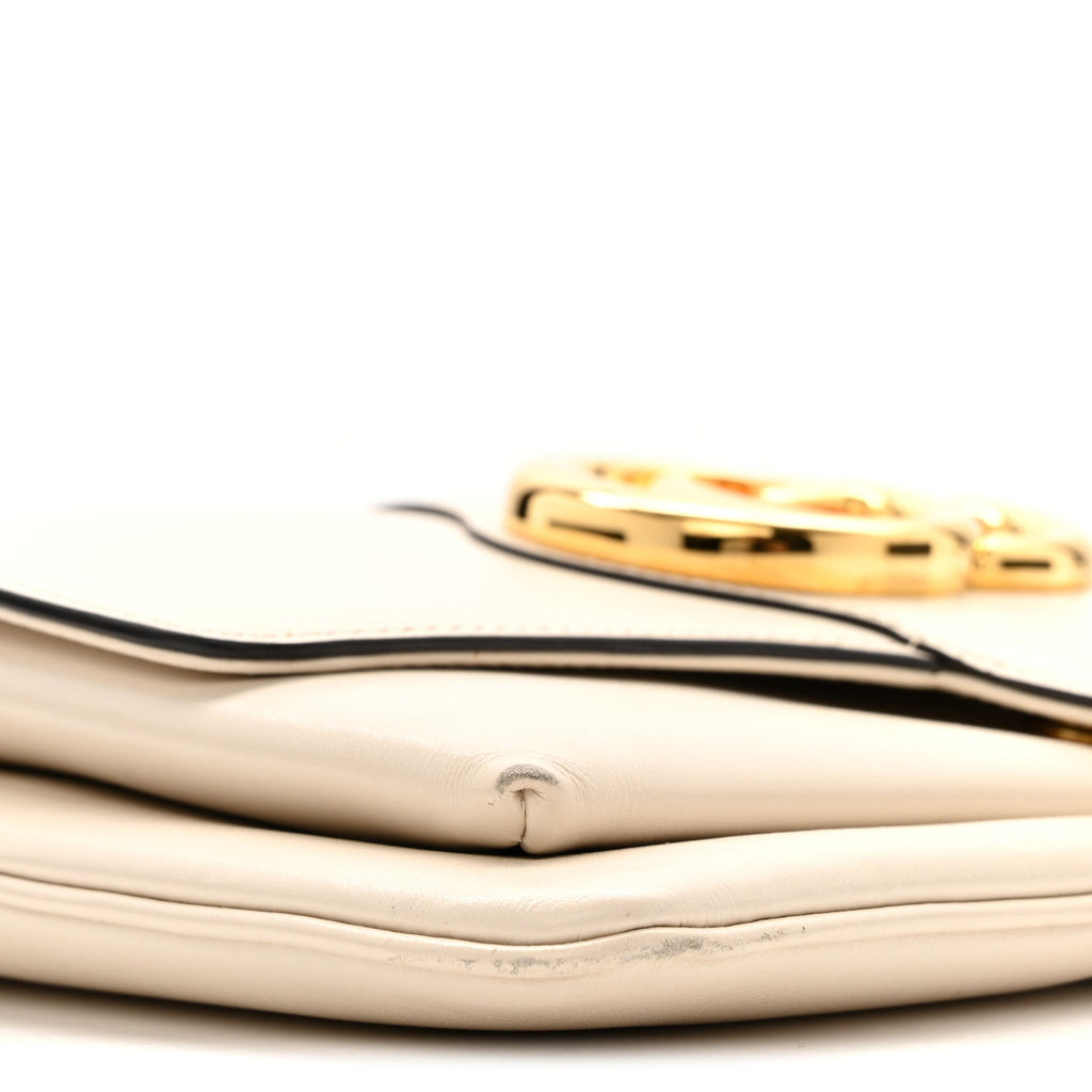 Gucci Calfskin Small Arli Flap Shoulder Bag Mystic White