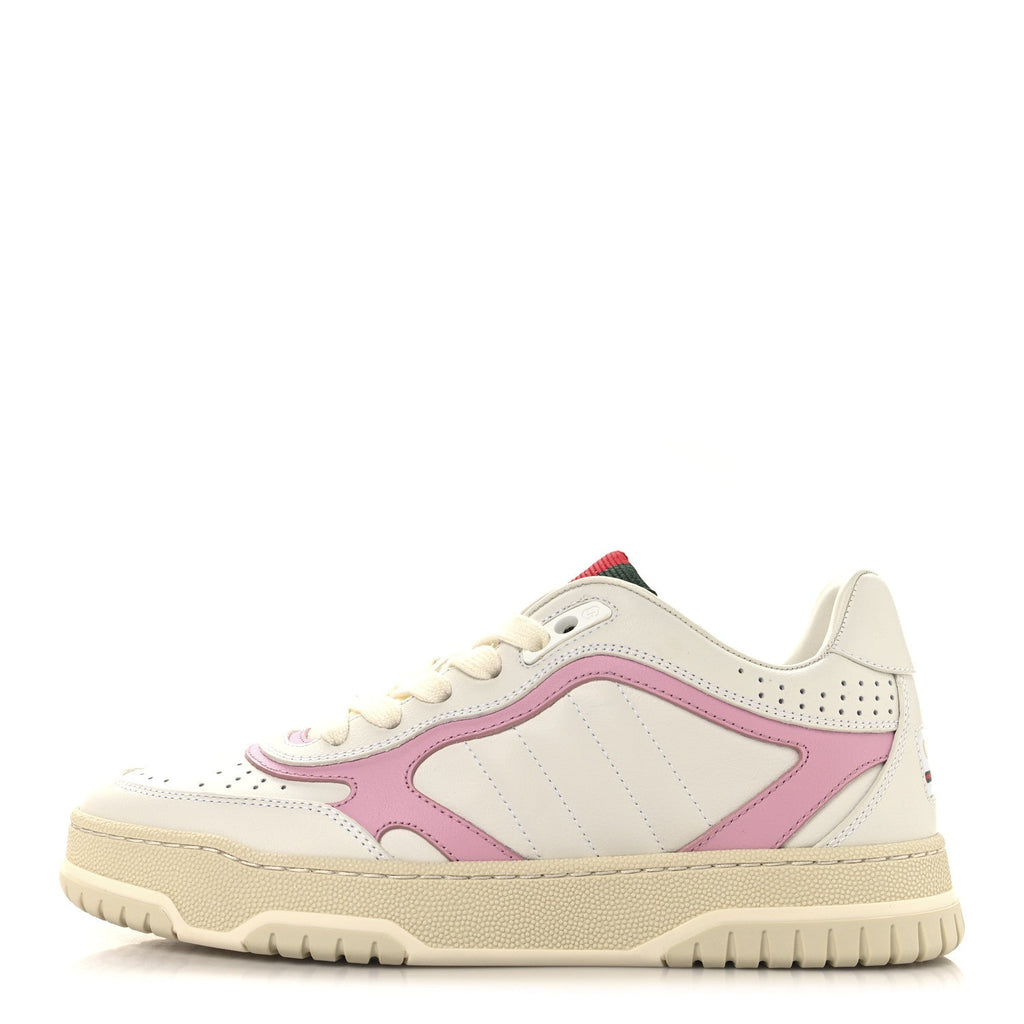Gucci Calfskin Womens Re-Web Sneakers 36.5 White Pink