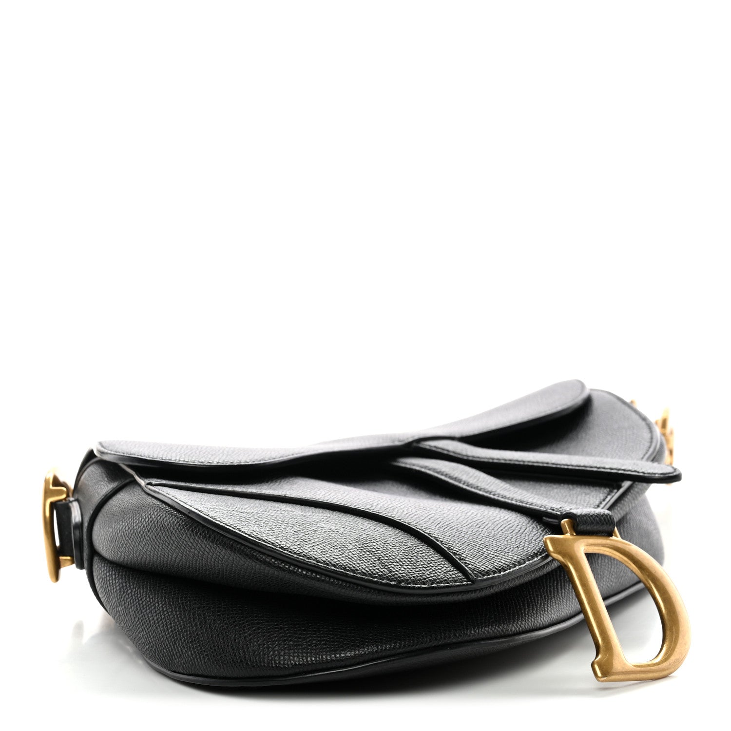 Christian Dior Grained Calfskin Saddle Bag Black