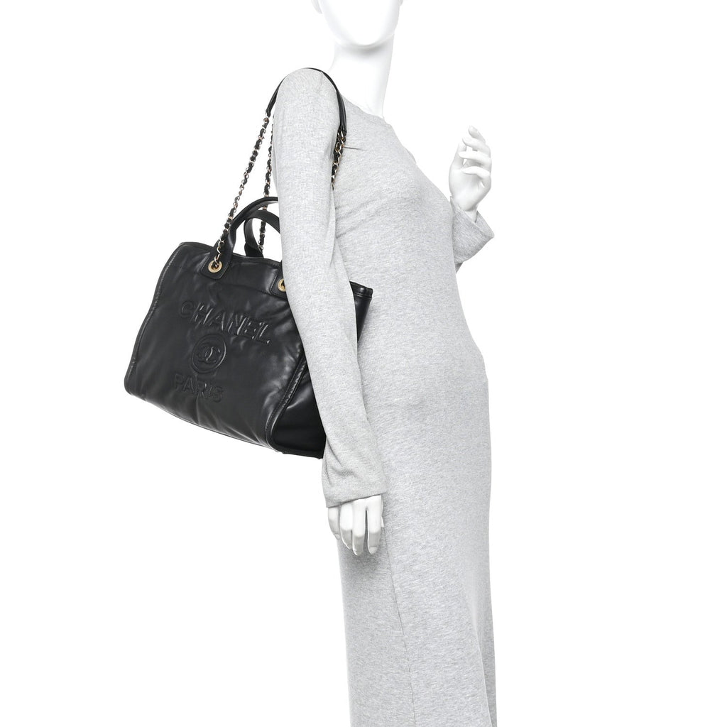 Chanel Calfskin Small Deauville Tote Black