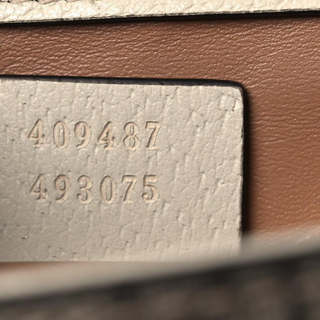 Gucci GG Supreme Monogram Berry Textured Dollar Calfskin Small Padlock Shoulder Bag Beige Ebony Light Copper Mystic White