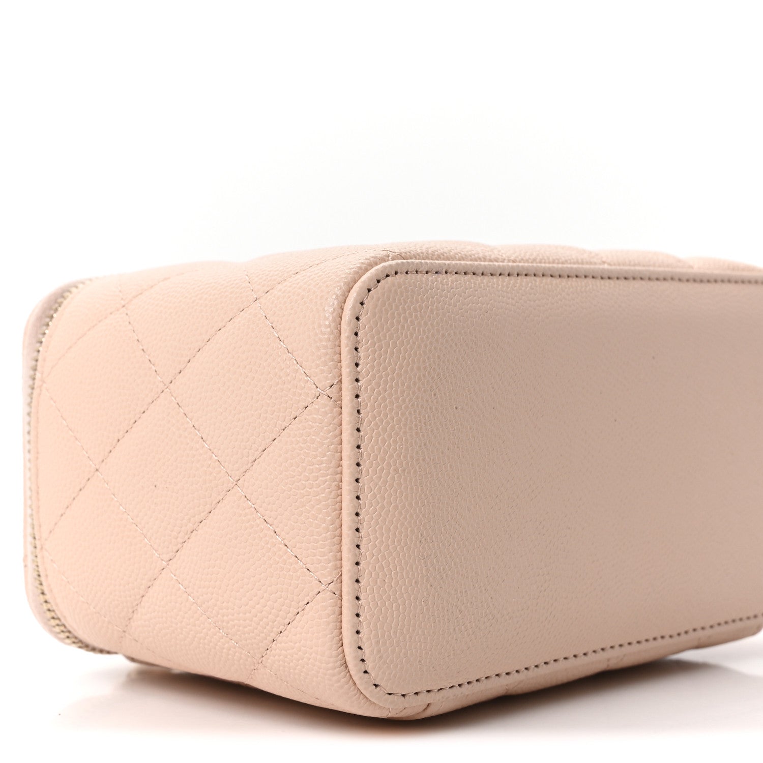 Chanel Caviar Quilted Small Vanity Case With Chain Light Beige