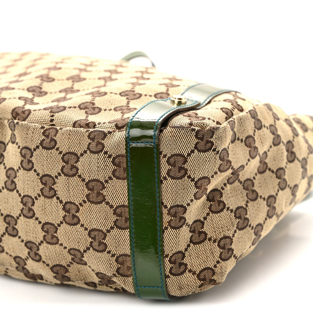 Gucci Monogram Patent Medium Abbey Shoulder Bag Blue