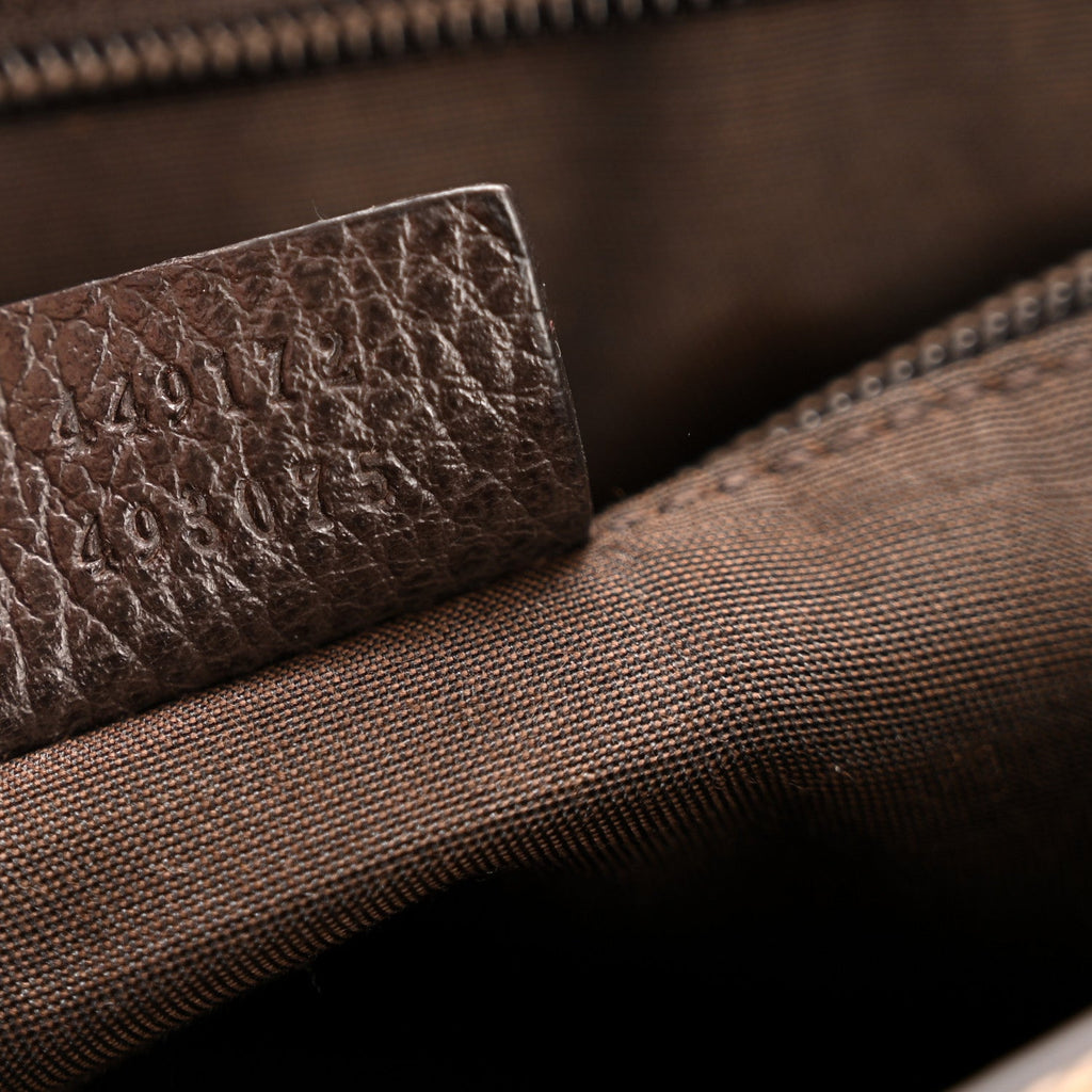 Gucci Monogram Flap Messenger Bag Beige Dark Brown
