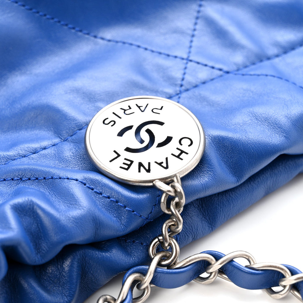 Chanel Shiny Calfskin Quilted Chanel 22 Blue