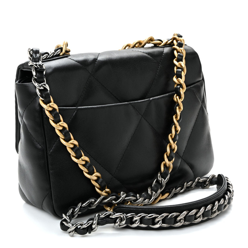Chanel Lambskin Quilted Medium Chanel 19 Flap Black