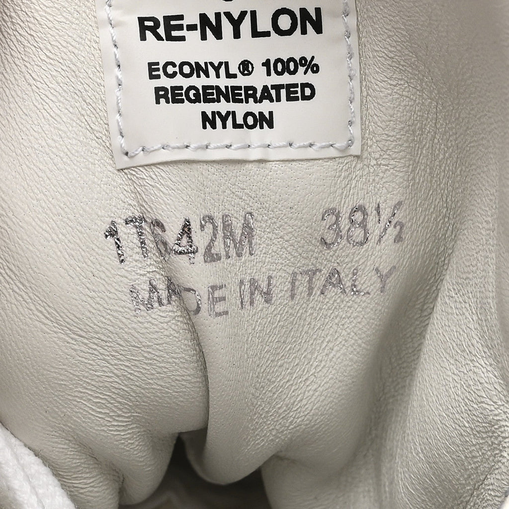 Prada Re-Nylon Gabardine Spazzolato Macro Quilted Triangle Logo High Top 45mm Sneakers 38.5 White