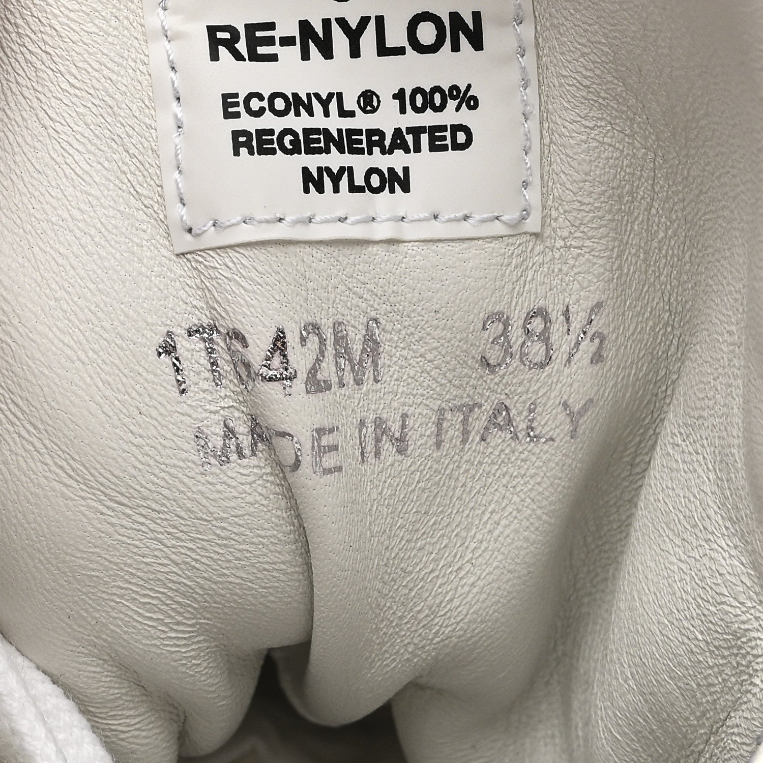 Prada Re-Nylon Gabardine Spazzolato Macro Quilted Triangle Logo High Top 45mm Sneakers 38.5 White
