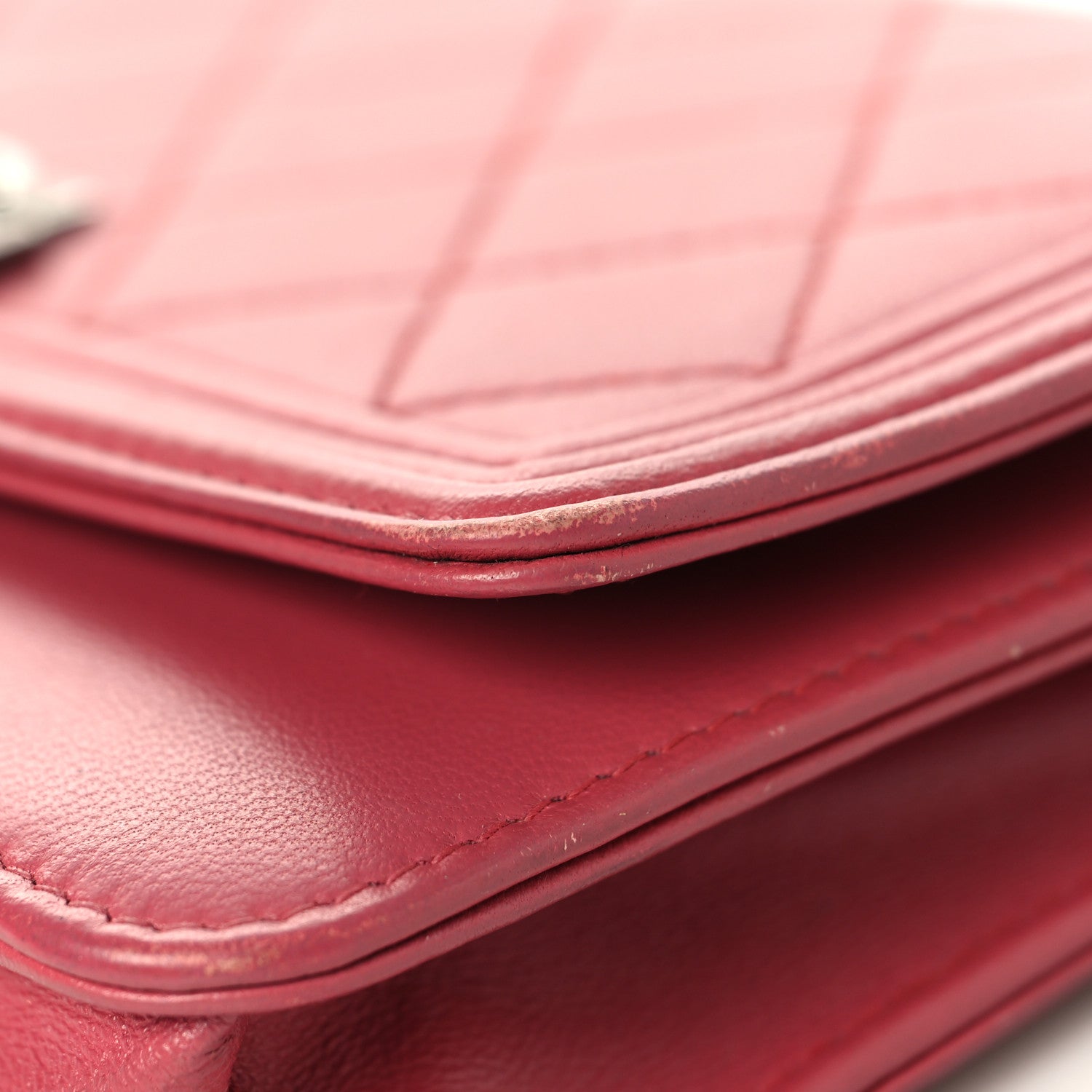 Chanel Calfskin Quilted Boy Wallet On Chain WOC Pink