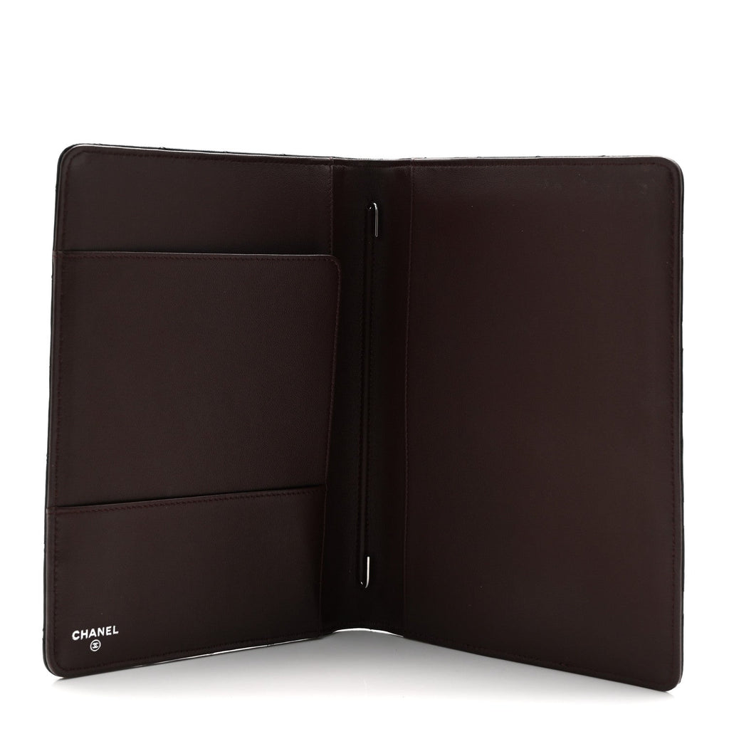 Lambskin Quilted Large Agenda Cover Black
